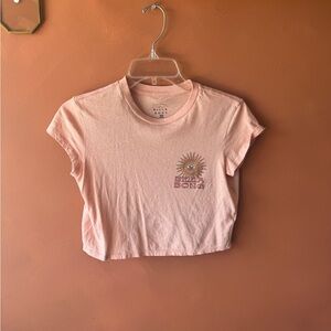 Billabong Light Pink Graphic Crop Tee with Sun Eye